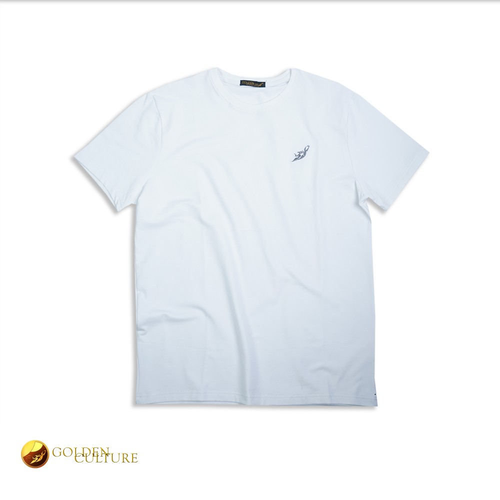 Golden Culture  Premium Loop-Cotton Slim Fit T-shirt (White)